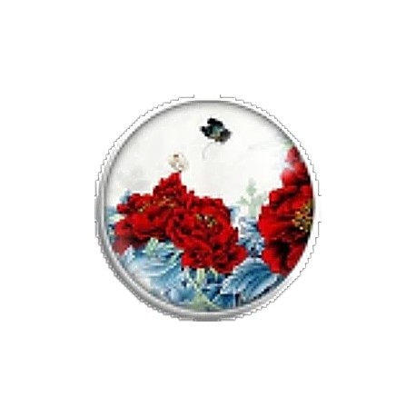 Cabochon 25mm rond bloemen en vlinders