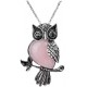 collier met uil 40x55mm pink christal