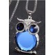 collier met uil 40x55mm blauw