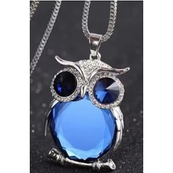 collier met uil 40x55mm blauw