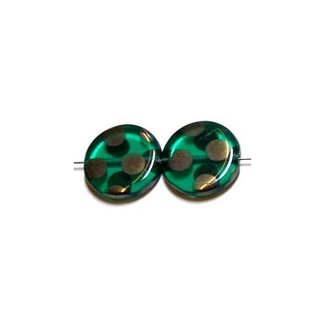 Glaskraal 17mm rond d.aqua chroom ringen 5st