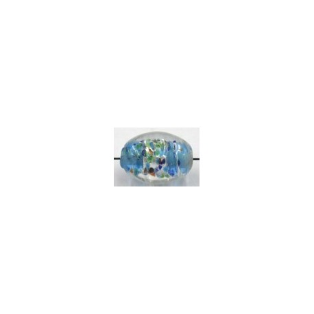 silverfoil ovaal 12x10mm blauw/bonte stippen 5st