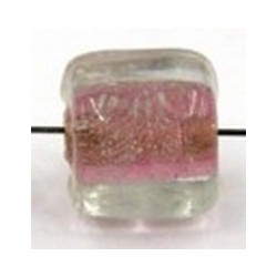 glaskraal blokje 8x8mm transp. rose kern 10st