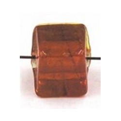 glaskraal blokje 7x7mm oranjerood 10st