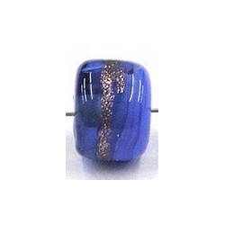 glaskraal ton 8x11mm blauw/goudstreep 5st