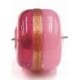 glaskraal ton 8x11mm cerise/goudstreep 5st