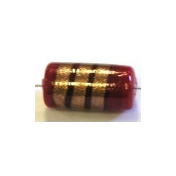 glaskraal ton 18x10mm rood/goudstreep 5st. UL