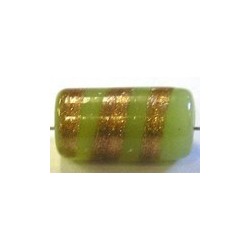 glaskraal ton 18x10mm groen/goudstreep 5st.