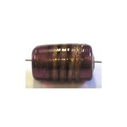 glaskraal ton 15x9mm amethyst/goudstreep 5st.