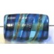 glaskr.ton 18x11mm turkoois/blauw/goudstreep 5st