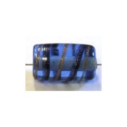 glaskraal ton 18x11mm blauw/blauw/goudstreep 5st