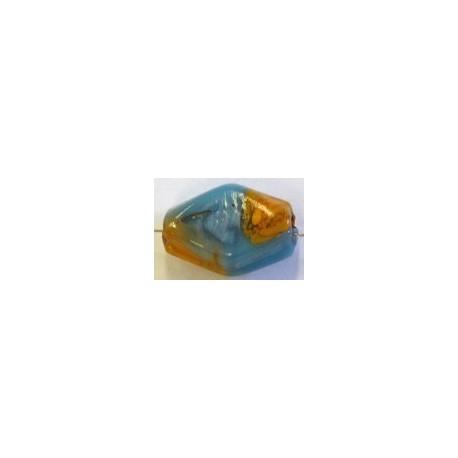 Glaskraal 22x15mm oranje/blauw millifiory p.st