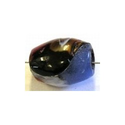 glaskraal 15x13mm bruin/blauw millifiory p.st