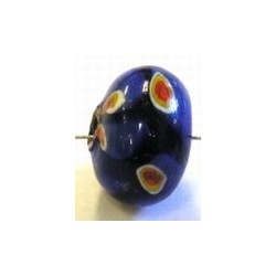 glaskraal 12x18mm oranje/blauw millifiory p.st