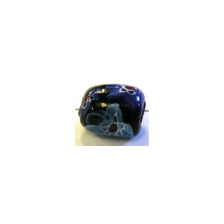 glaskraal 17x15mm zwart/blauw millifiory p.st