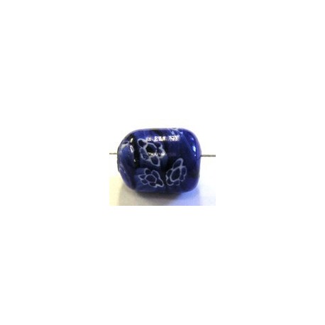 glaskraal 16x14mm zwart/blauw millifiory p.st