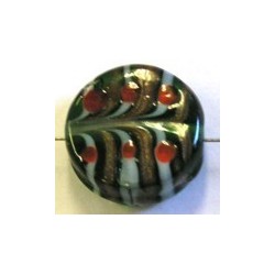 glaskraal plat 18x8mm groen/goud/rood per st.