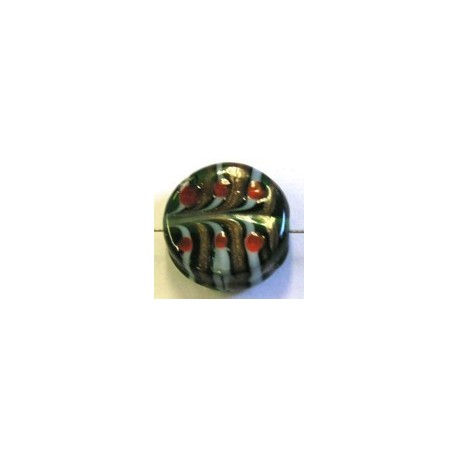 glaskraal plat 18x8mm groen/goud/rood per st.