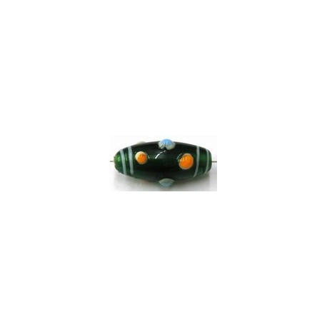 glaskraal ton bewerkt 31x14mm groen per stuk