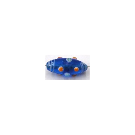 glaskraal ton bewerkt 31x14mm blauw per stuk