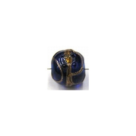 glaskraal rond12mm bewerkt blauw p.st