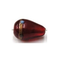 glaskr. druppel 19x13mm rood goudstreep p.st