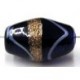 glaskraal ovaal 19x12mm blauw goudband wit p.st