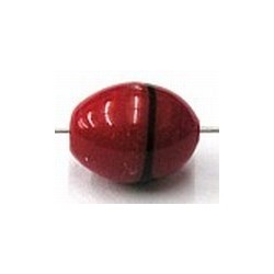 glaskraal ovaal 11x8mm rood/zwart 5st