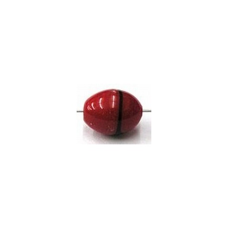 glaskraal ovaal 11x8mm rood/zwart 5st