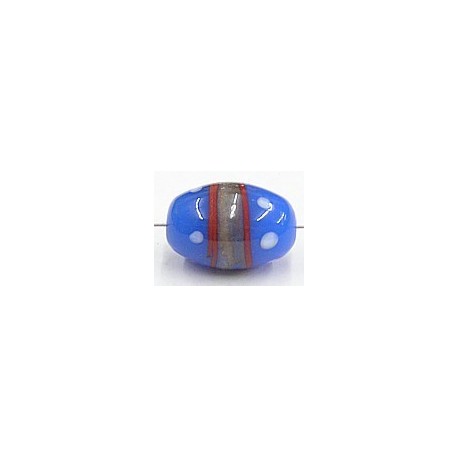 glaskraal 20x14mm blauw goudkl.band wit 5st