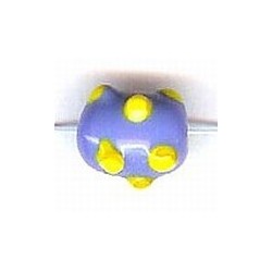 Glaskraal ovaal 11mm spikkels blauw/geel 25st