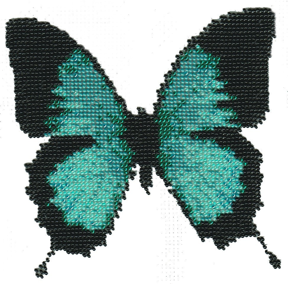 Borduurpakket vlinder aqua 15x15cm