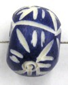 Benen kraal rond 10x14mm blauw/wit 5stuks