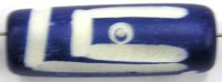Benen kraal ton 25x10mm blauw/wit 5uks