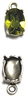 Hangkastje met steen 8x6mm olijfgroen p.st