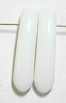 Vintage glaskraal hangend 3x27mm wit 5 stukd