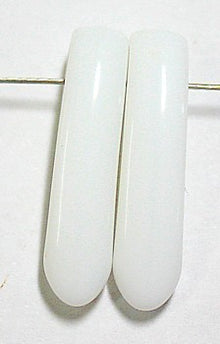 Vintage glaskraal hangend 3x27mm wit 5 stukd
