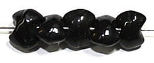 Vintage diabolo glaskraal 4x8mm zwart 25st.