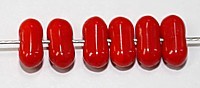 Vintage glaskr. 4x8mm botje rood 50 stuks