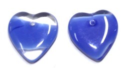 Vintage hart 4x15mmtransp. met blauw 5 st