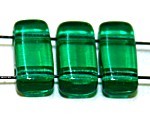 Two hole glaskraal 4x8mm transp.smaragdgroen