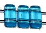 Two hole glaskraal 4x8mm aquamarine 25st.