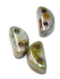 2-gat 8mm halve maan kralen grijs picasso 50st.