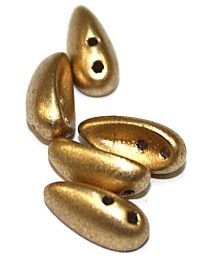 2-gat druppel 4x11mm satin gold 25st.