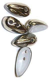 2-gat druppel 4x11mm albast silver 25st.