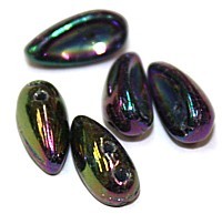 2-gat druppel 4x11mm black purple AB 25st.