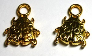 Metalen hanger lieveheersbestje goudkl. 2st