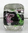 glaskr.blokje 10mm tr.zwart/witte streep+roos 5st