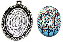 Camee +hanger 25mm bloemen