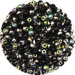 Glasparel 3mm zwart zilver AB 200st.